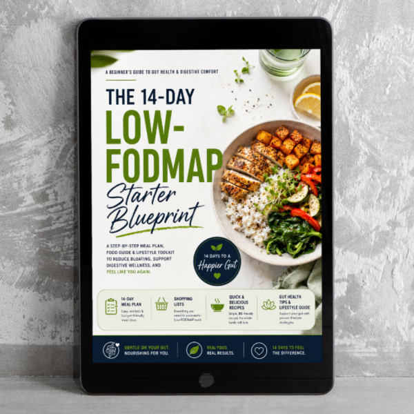 The 14-Day Low-FODMAP Starter Blueprint — Digital PDF Ebook | Meal Plan, Shopping Lists, Recipes & IBS Bloating Relief | by Wellstyle Co
